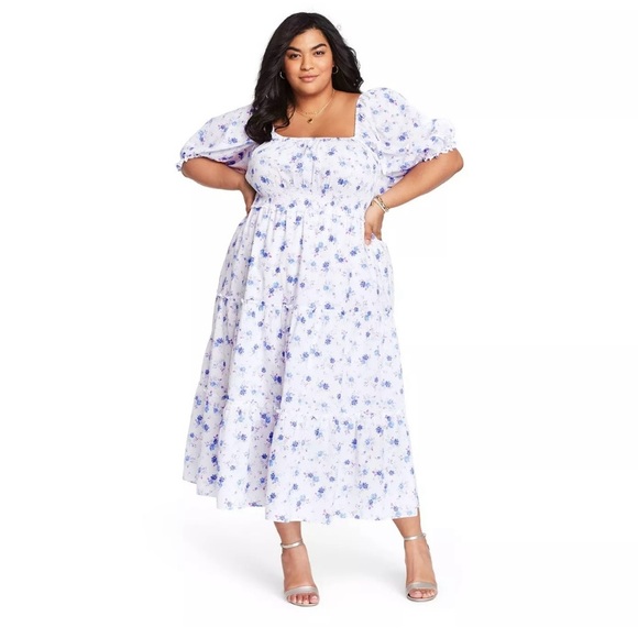 LoveShackFancy x Target Gemma Floral Midi/Maxi Dress Size Large Puff Sleeve - Picture 2 of 14